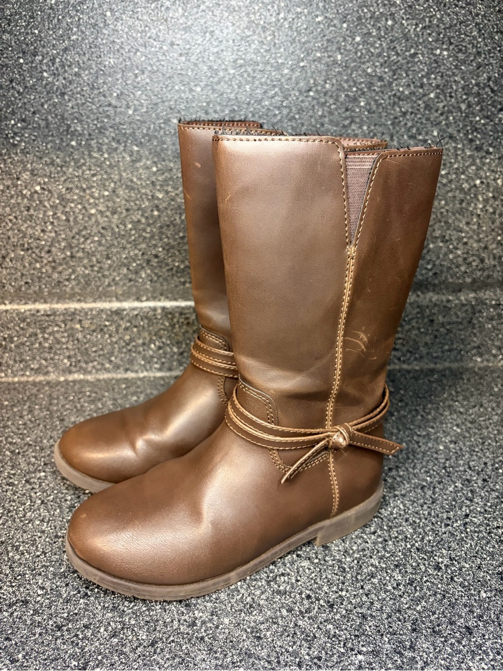 Stride Rite Brown Lace-Up Girls' Mid-Calf Boots